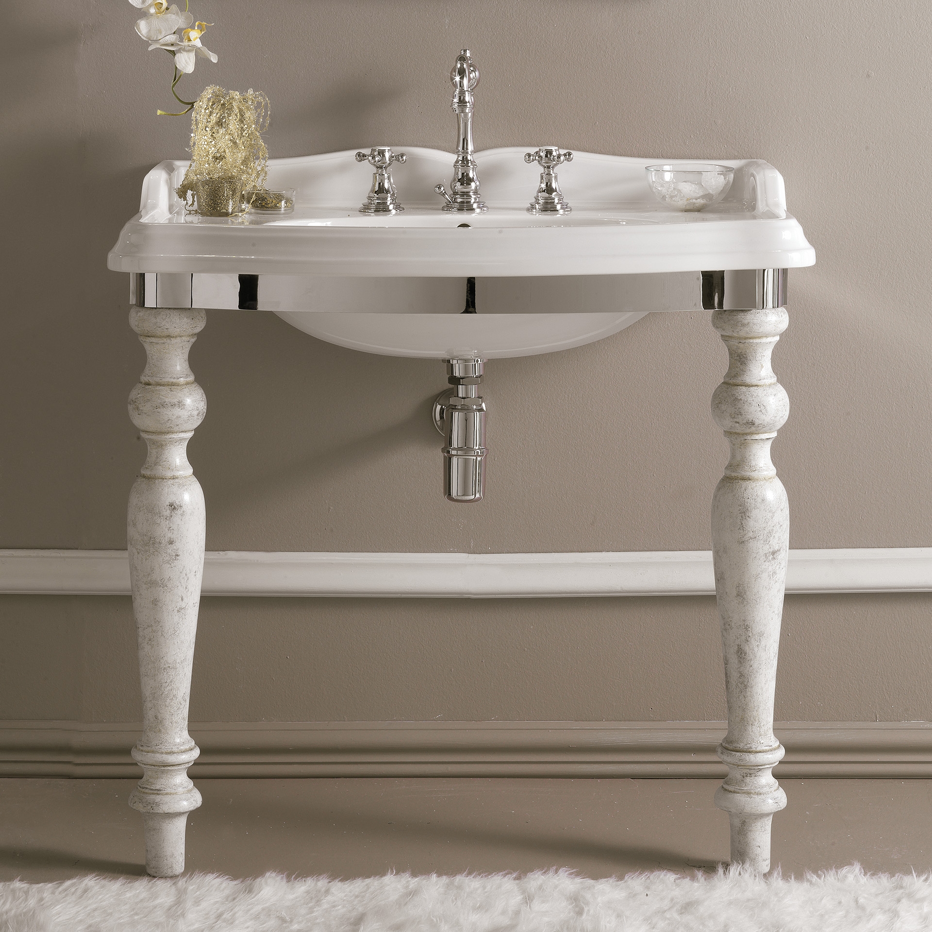 FI3070 3SC Консоль Firenze с умывальником LA01 и сифоном Classico Treesseci 3SC