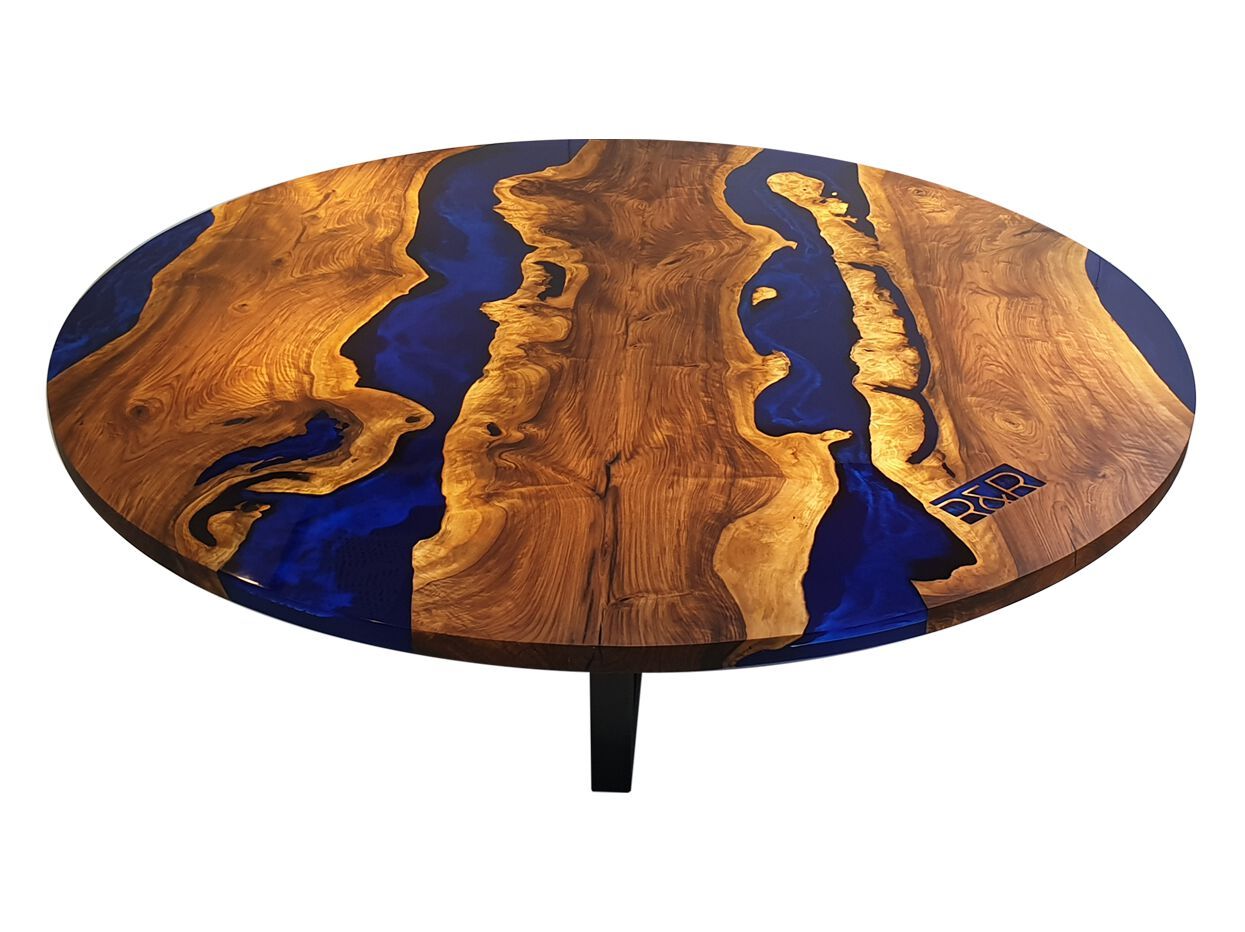 Круглый стол из смолы и орехового дерева Legnor LEG2408775 ARCH-00079192