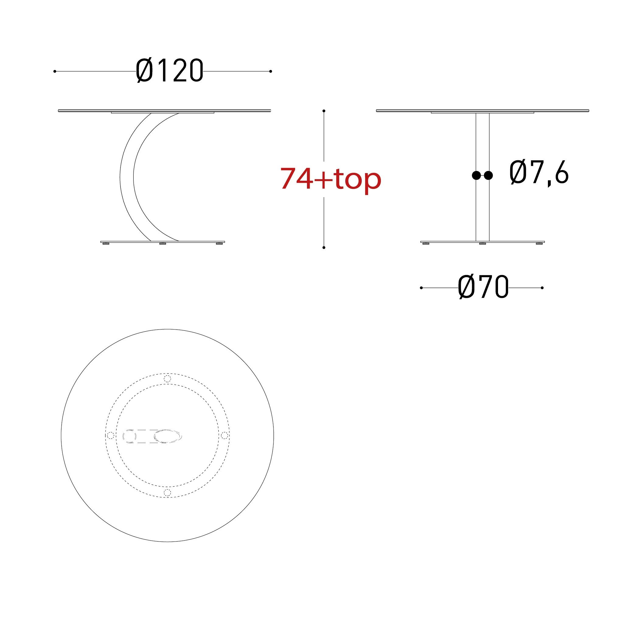 Стальной круглый садовый стол Varaschin Flexion ARCH-00052324 - Вид №4