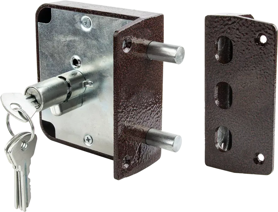 ЗЕНИТ Накладной замок ЗН1-3-2 с цилиндровым механизмом в медном исполнении 85302638