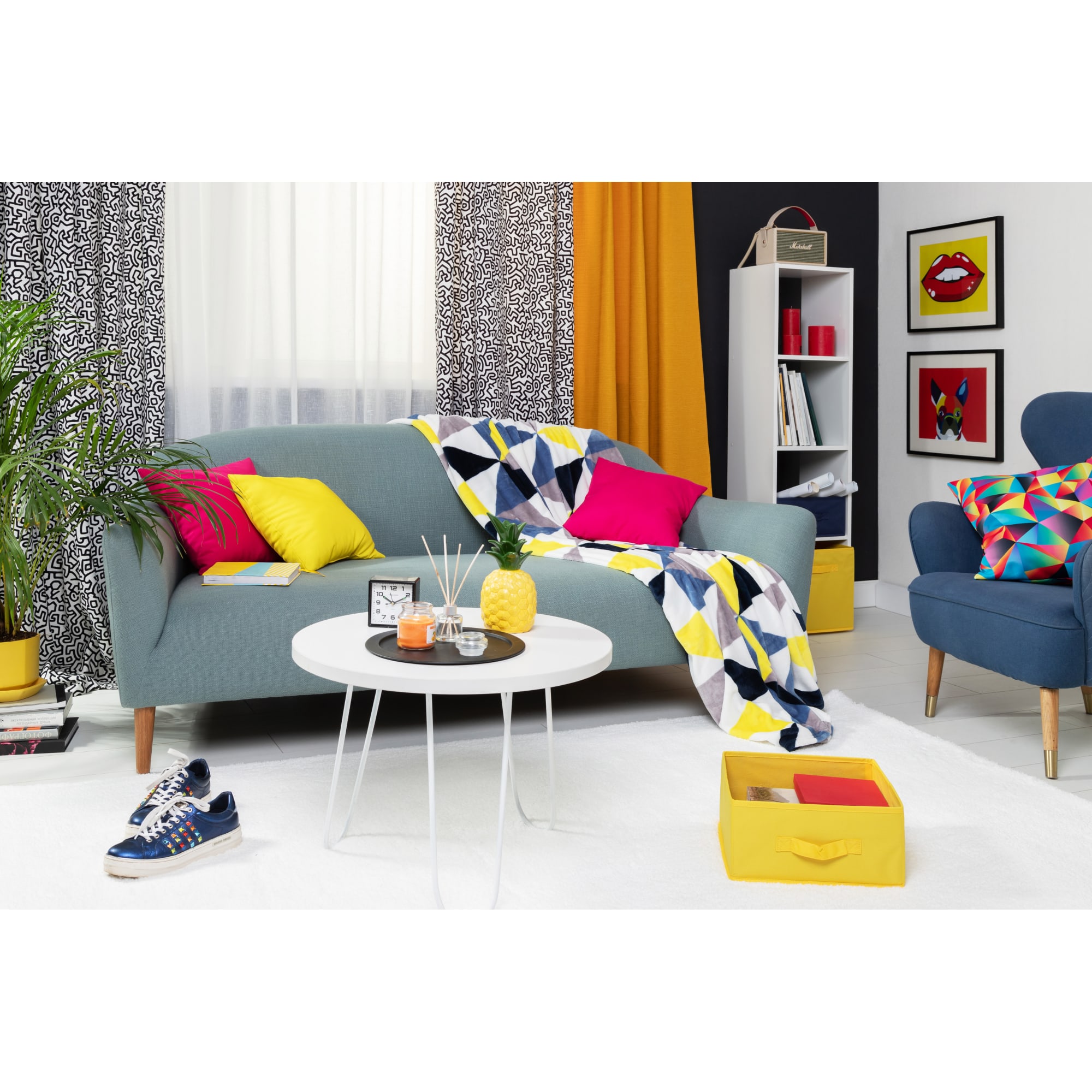 82553698 Плед «Пирамида» 200x220 см микрофибра цвет жёлтый/синий Santreyd  - Вид №4