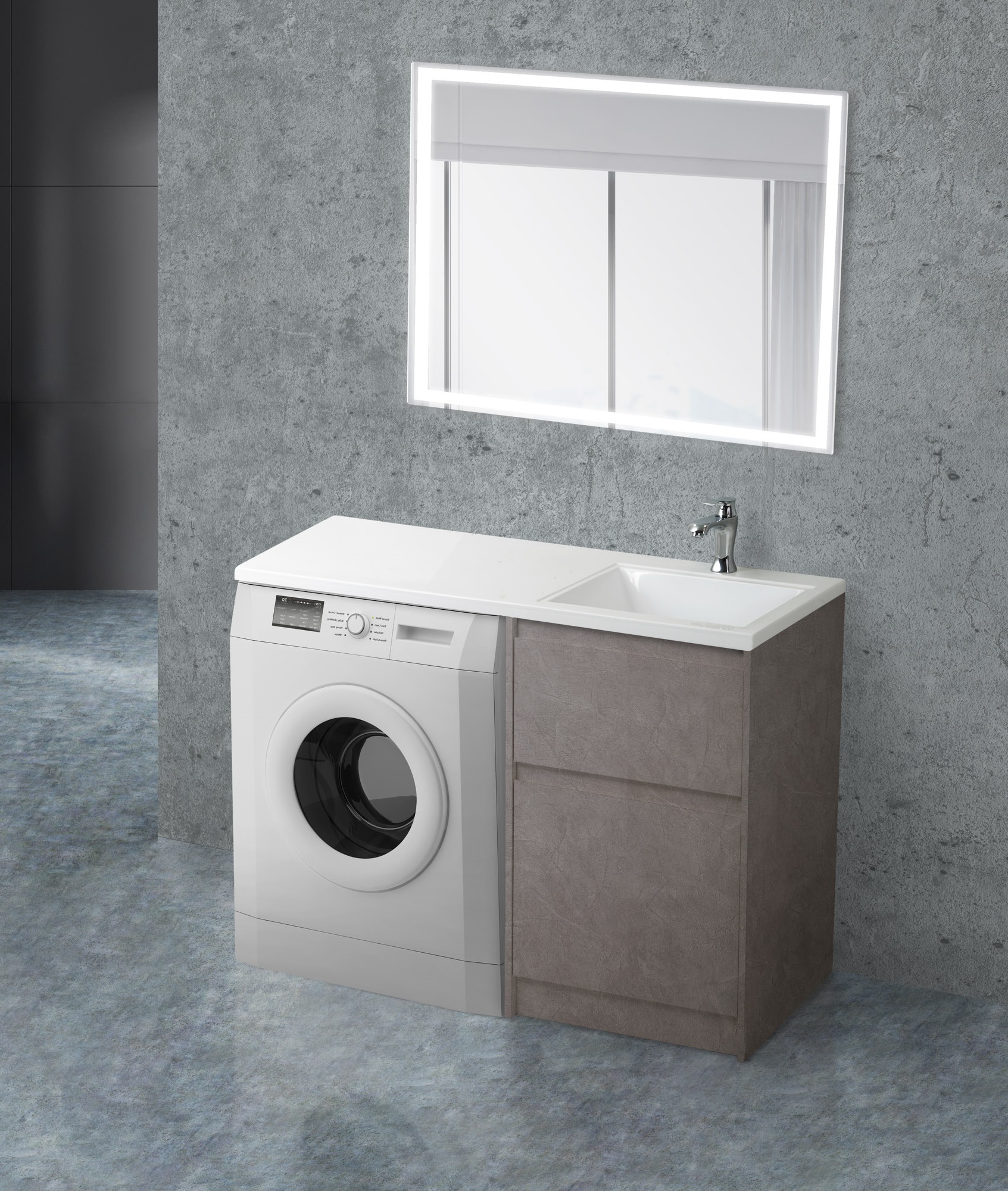 Мебель для ванной под стиральную машину BelBagno KRAFT-LVD-580/1200-2C-PIA-PG  - Вид №1