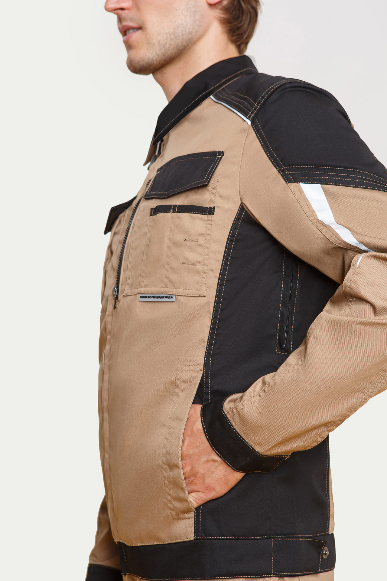 64628 Костюм  NEW 2 бежевый с черным STATUS  Летняя спецодежда  размер 44-46/170-176  - Вид №10