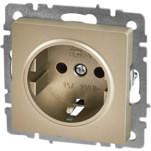 Розетка встраиваемая IEK Brite РС14-1-0-БрШ с заземлением со шторками цвет шампань