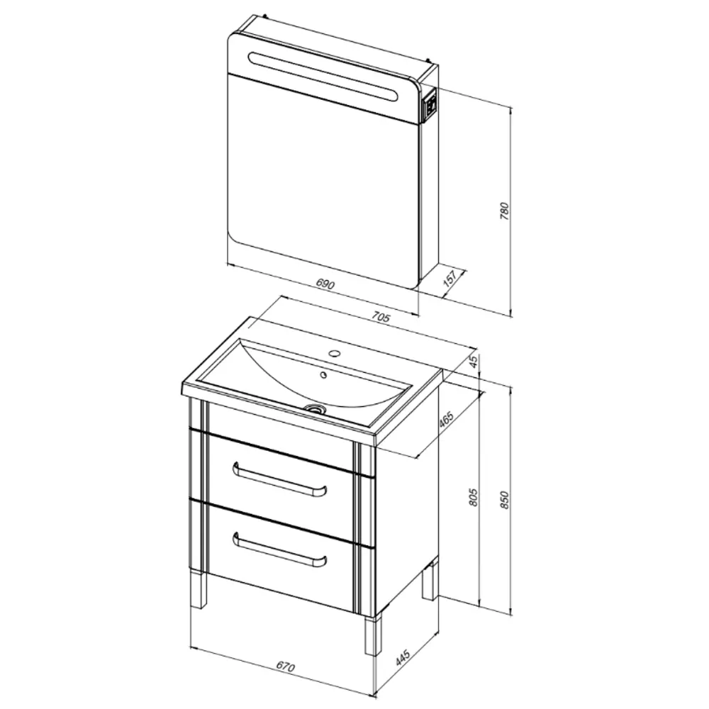 Тумба под раковину напольная Sensea «Аврора» 70 см цвет белый STLM-2122243 - Вид №5