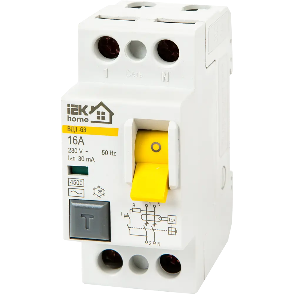 УЗО IEK Home ВД1-63 16А - защита от токов утечки для дома 18072563 STLM-0009416
