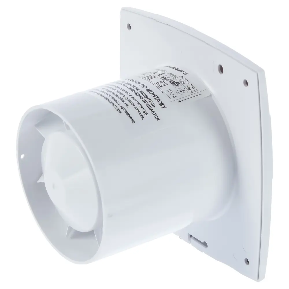 Вентилятор осевой вытяжной Вентс Д D100 мм 34 дБ 95 м³/ч цвет белый STLM-2152915 - Вид №1