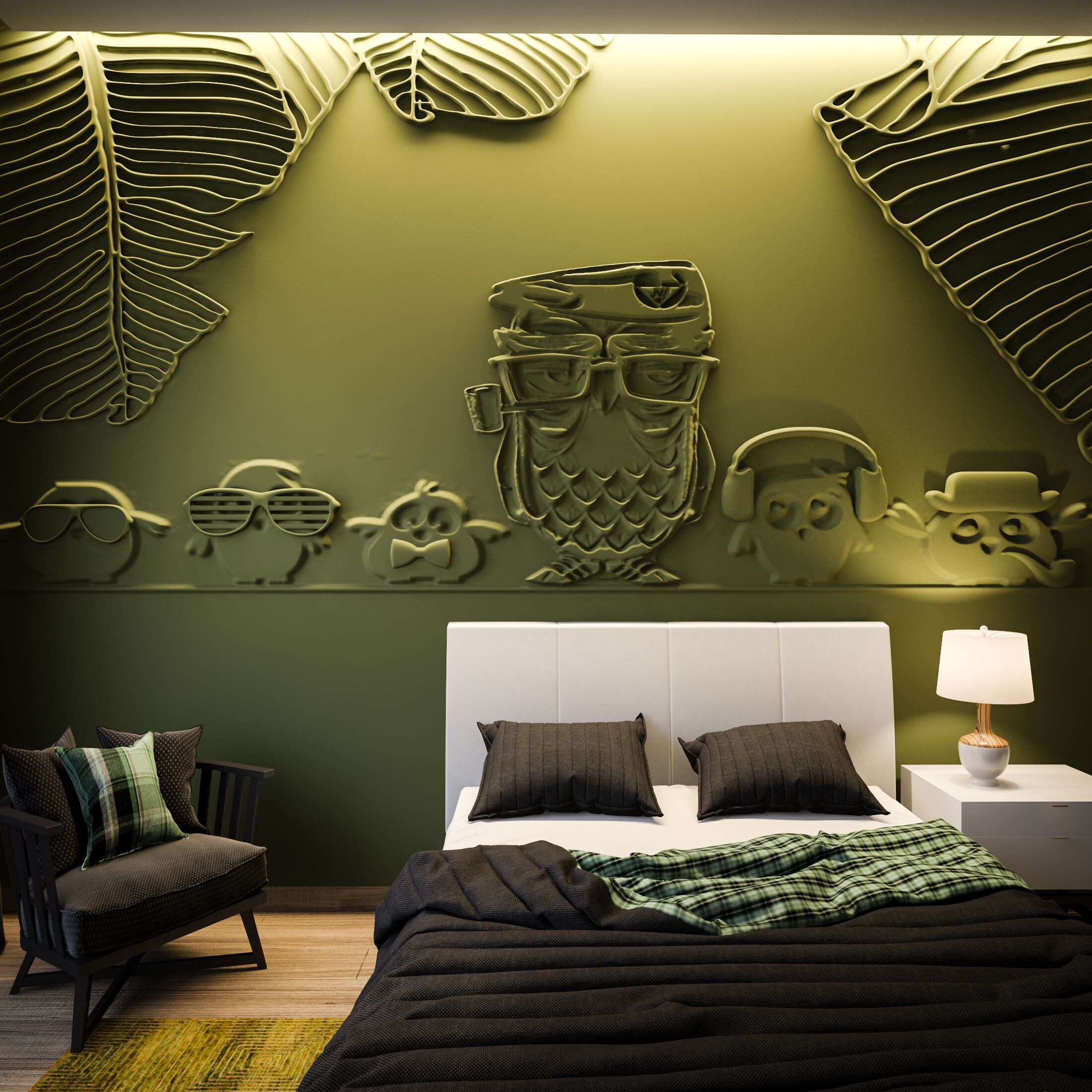Трехмерная декоративная гипсовая панель WallDeco OWLS ARCH-00110489 - Вид №3