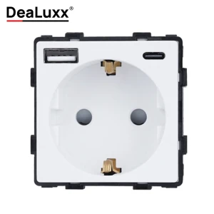 91710569 Розетка USB встраиваемая Dealuxx S30311 с заземлением цвет белый STLM-1115629
