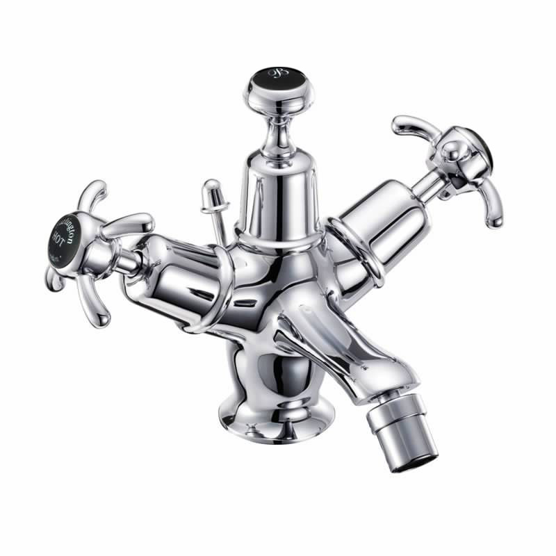 Burlington Смеситель для биде Anglesey с выдвижным сливом Четверть оборота с белым акцентом AN13-QT 