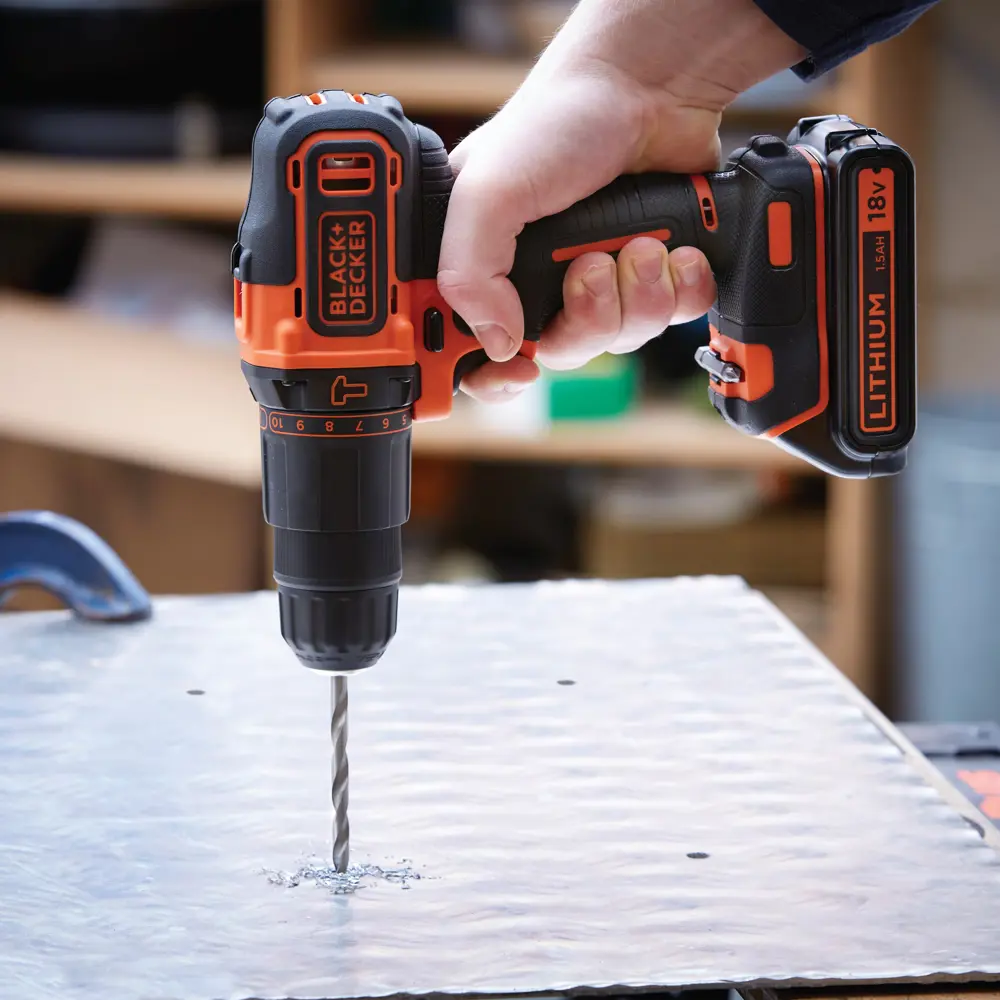 Дрель-шуруповерт аккумуляторная ударная Black&Decker BDCHD18KBQW, 18 В Li-ion 2x1.5 Ач BLACK + DECKER STLM-2094937 - Вид №8