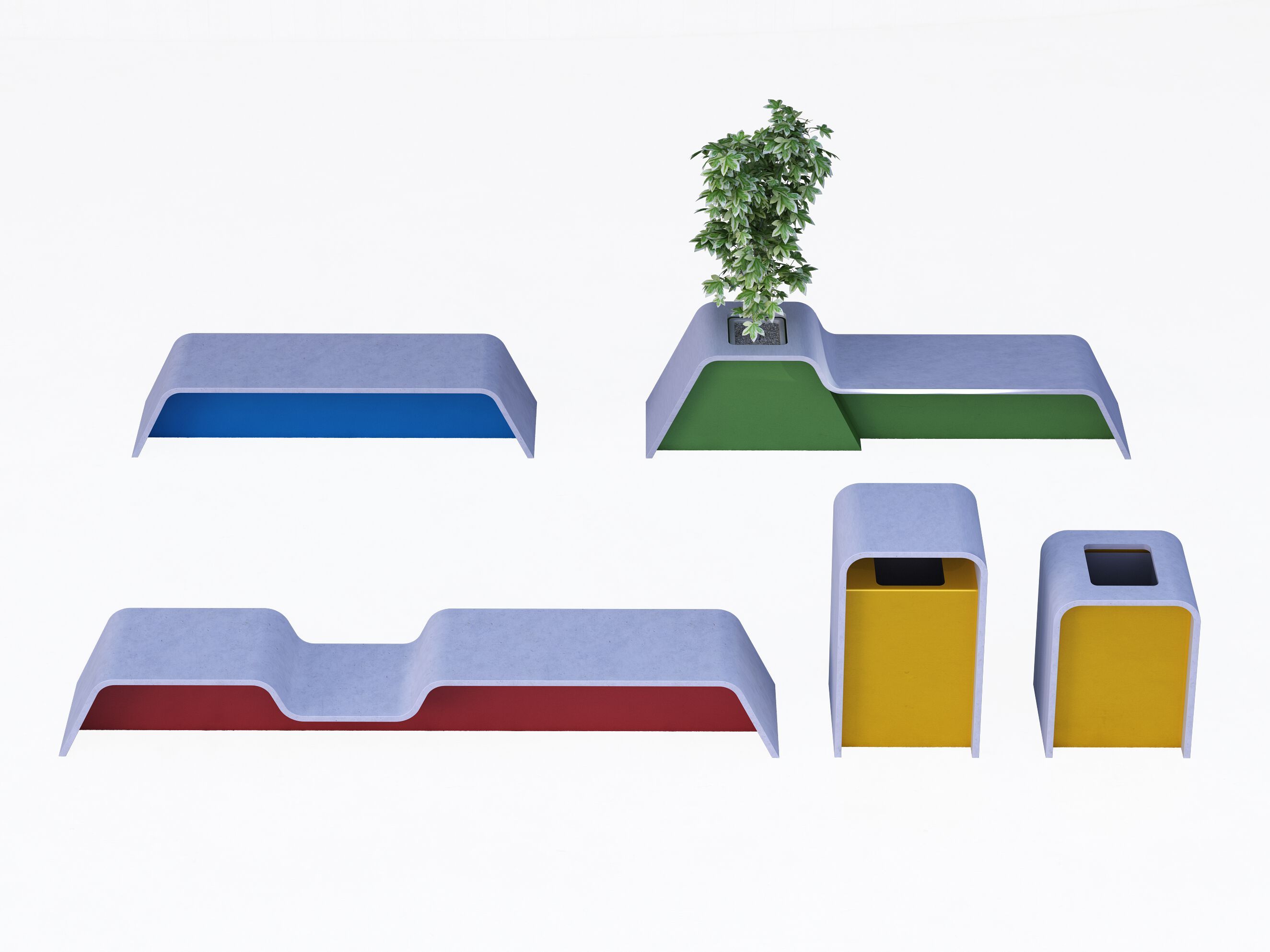 Стальная и бетонная скамья без спинки Viscio Urban Design Flow ARCH-00018984