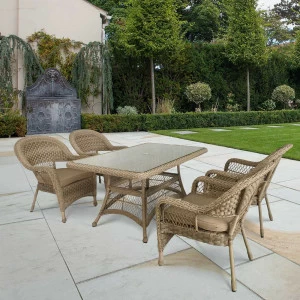 Мебель из ротанга, стол 150х90 см и кресла бежевые на 4 персоны AFINA  241105 Бежевый