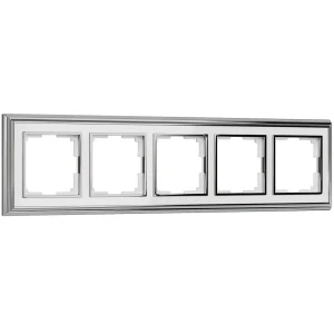 Рамка для розеток и выключателей Werkel Palacio 5 постов цвет белый хром