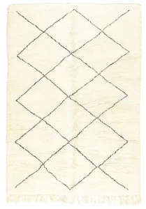 AFOLKI Прямоугольный шерстяной коврик с длинным ворсом и геометрическими мотивами Beni ourain Taa1212be