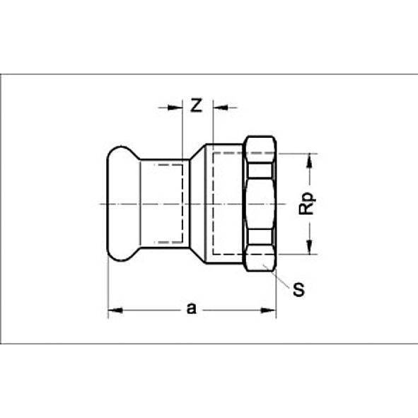 1112701212 SANHA 11270G пресс-фитинг газ, бронза, муфта переходная ВПр-ВР 12x1/2 мм  - Вид №1