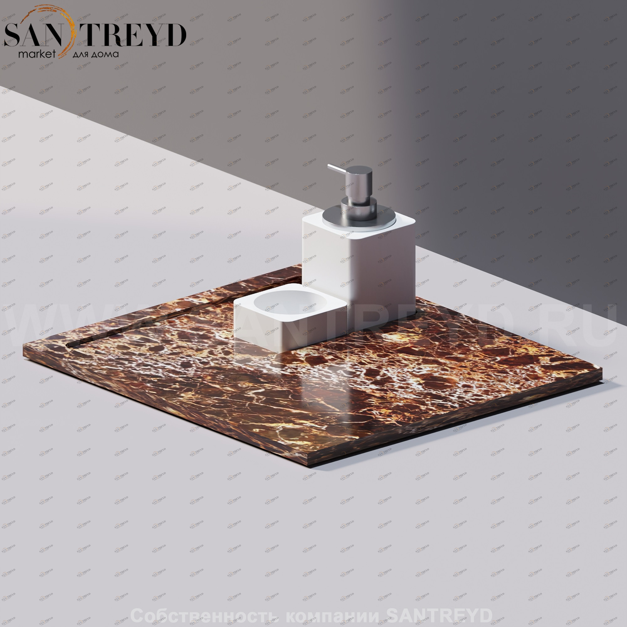 Agape SURF Мыльница / Универсальный лоток 40 см из коричневого мрамора ACOM626ED
