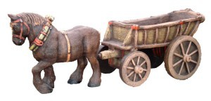 11057 ЛОШАДЬ с телегой, скульптура из бетона LAB.Space  - Вид №2