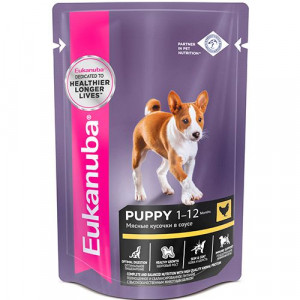 ПР0036745 Корм для щенков курица в соусе конс. пауч 85г Eukanuba