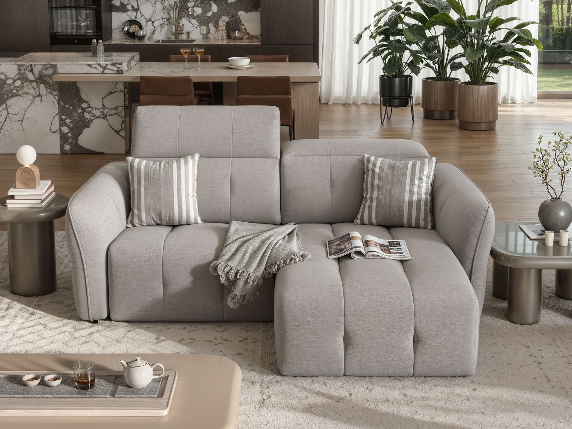 Тканевый диван с полуостровом Sofanella Maranello ARCH-00052637 - Вид №1