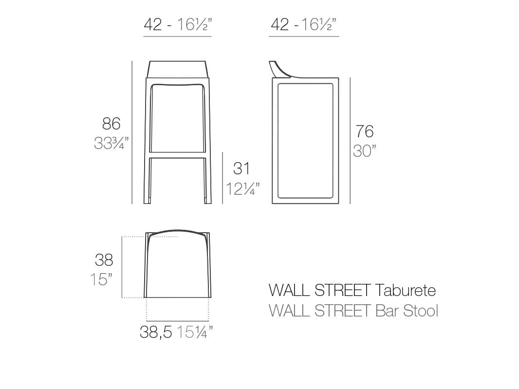Высокий садовый стул из полипропилена Vondom Уолл-Стрит ARCH-00067729 - Вид №8