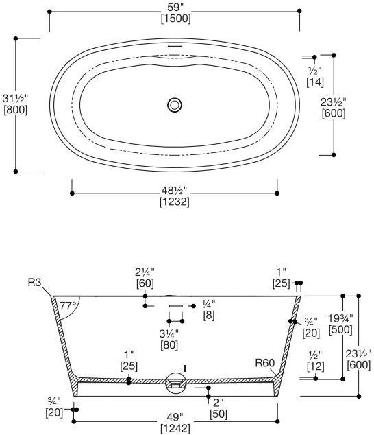 Blu Bathworks® Отдельностоящая овальная ванна цвета blue ∙ stone ™ Coco Bt0402.02 - Вид №2