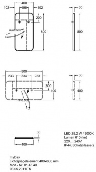 Зеркало 40 см Keramag MyDay F824340000  - Вид №3