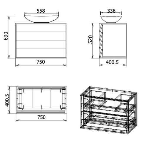 Тумба подвесная Plani-75TU+RA_Joy, цвет венге ORANGE sun-id-1516946 - Вид №7