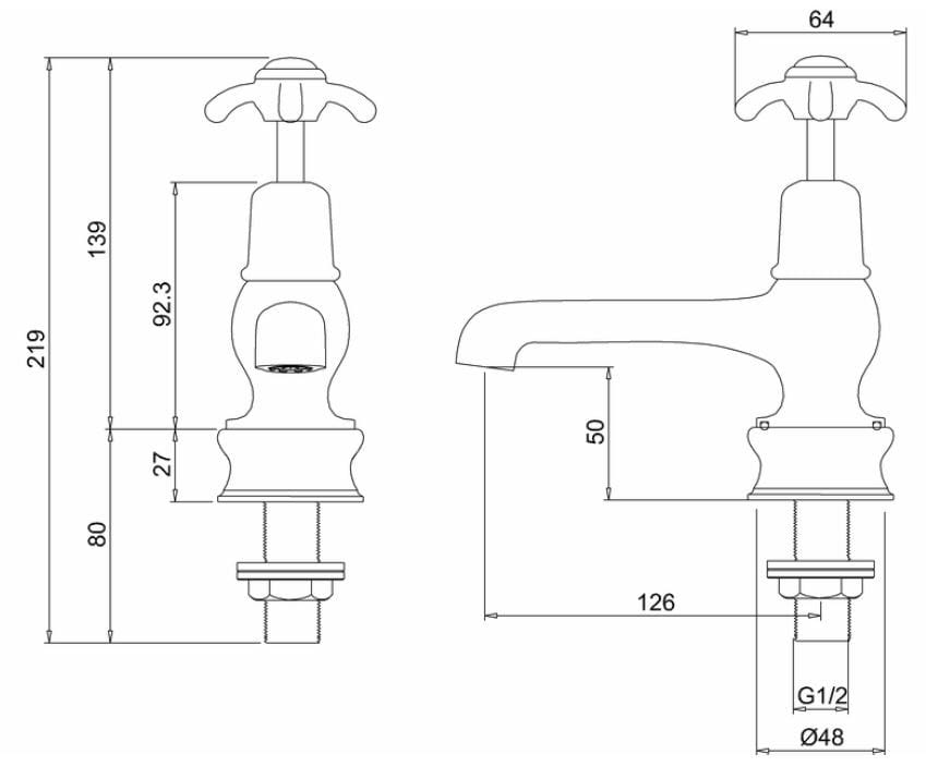 Смеситель для раковины с 2 отверстиями и отдельными розетками Burlington ANGLESEY REGENT ARCH-00134569 - Вид №6