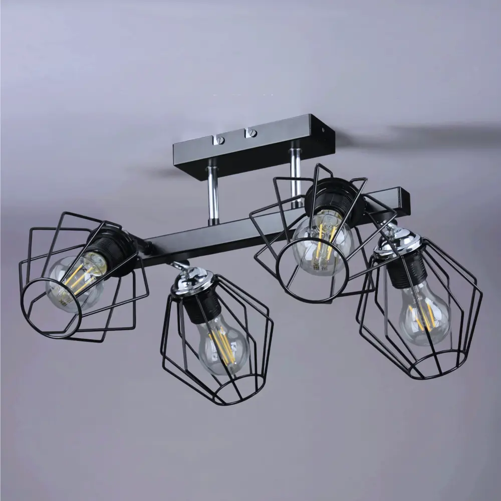 Люстра потолочная Гранж РС21384 4 лампы 12 м² цвет черный РОССВЕТ STLM-2085066 - Вид №1