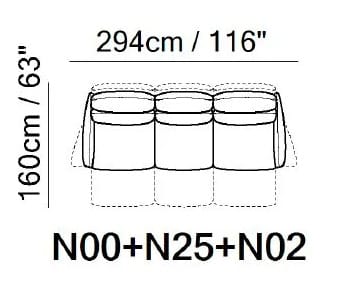 Тканевый диван с подставкой для ног на 3 места Natuzzi Italia Wellbe ARCH-00068673 - Вид №4