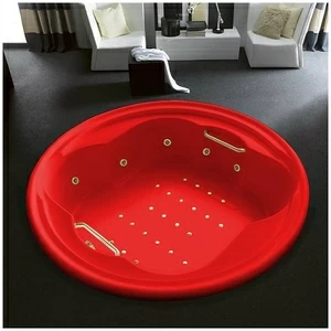 Ванна Gruppo treesse Perla V669Q красная с золотой фурнитурой и гидромассажем аэромассажем дезинфекцией и дистанционным управлением круглая большая свободностоящая