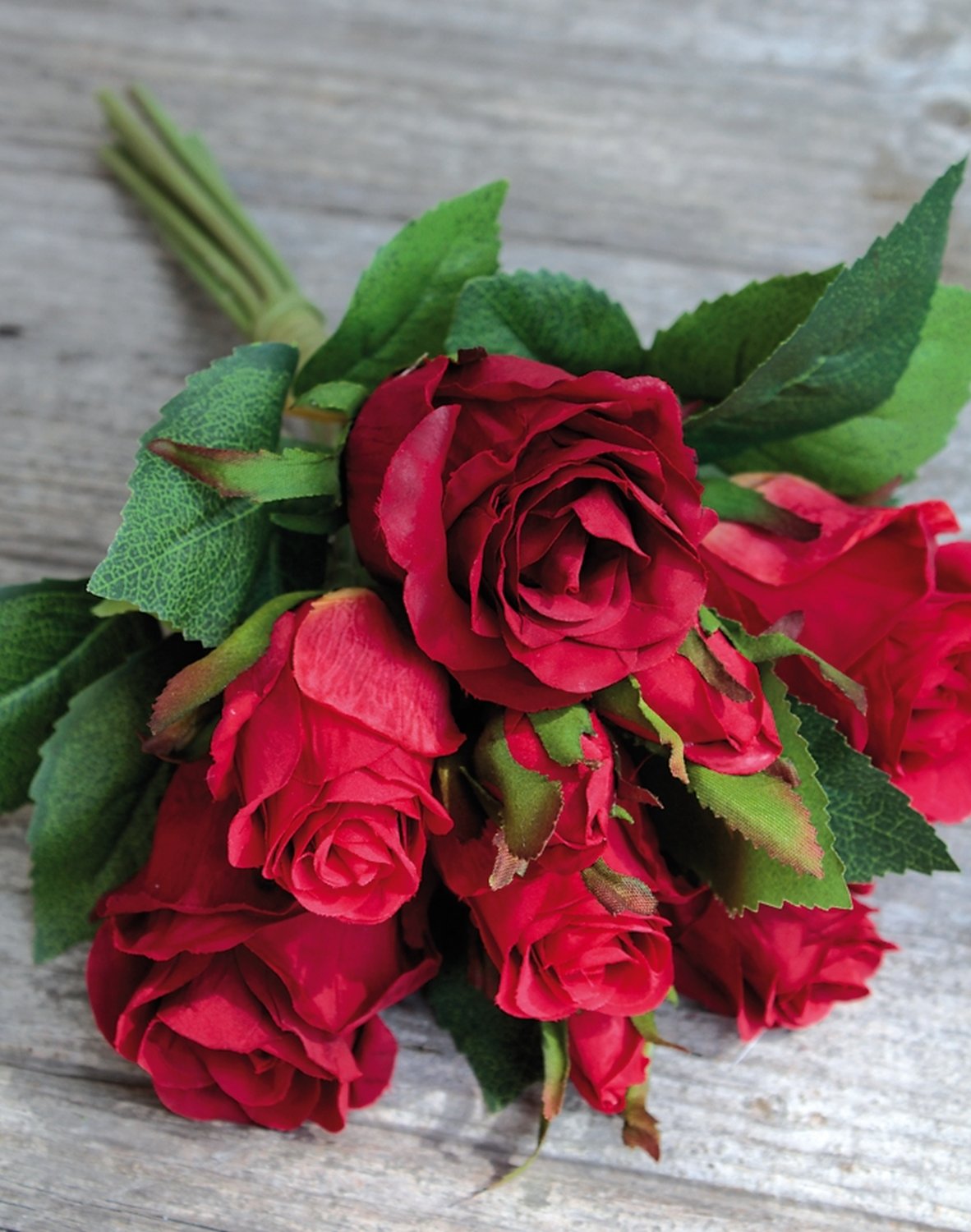 2607 444 a3 Искусственный букет роз, 7-цветков, 28 см, красный H-andreas  - Вид №2