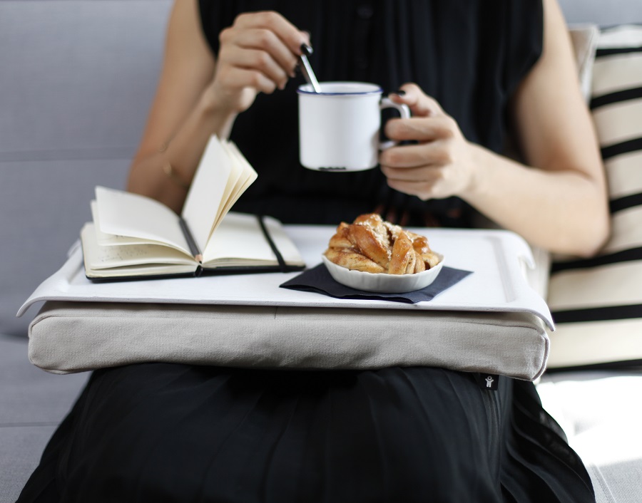 263183 Подставка с деревянным подносом laptray мини белая/кремовая Bosign  - Вид №1