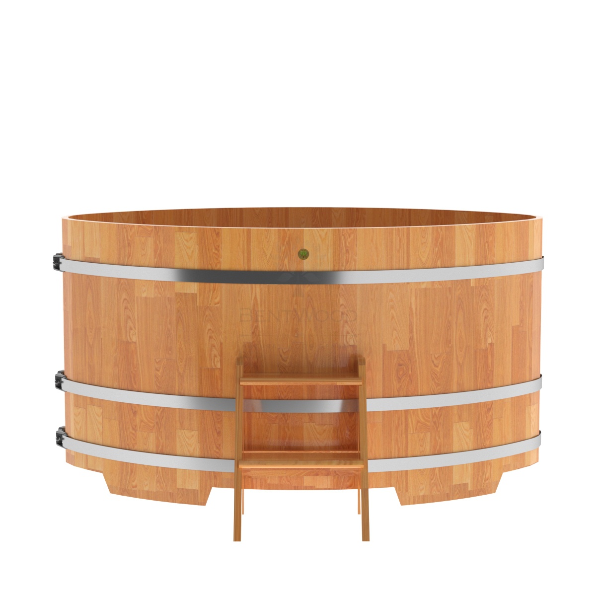 1546 Купель овальная из сращенных ламелей лиственницы 1,15х1,83х1,0 натуральная Alyarus  - Вид №3