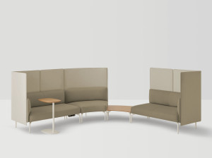 Модульный угловой диван из ткани с высокой спинкой