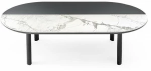 Calligaris Овальный журнальный столик из фанерованной древесины и керамики Bam Cs5128-g