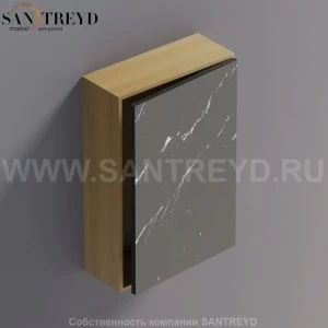 LIFT Модульный шкаф 60 см с правой дверью на доводчиках. Модули могут располагаться горизонтально и вертикально. Отделка: натуральный дуб и черный мрамор. AMOB051NMRTDX