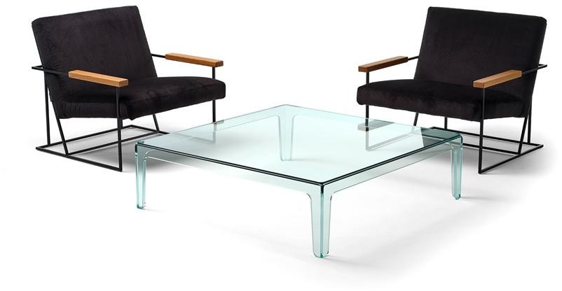 EPÒNIMO Низкий квадратный журнальный столик из флоат-стекла  Gh001  - Вид №5