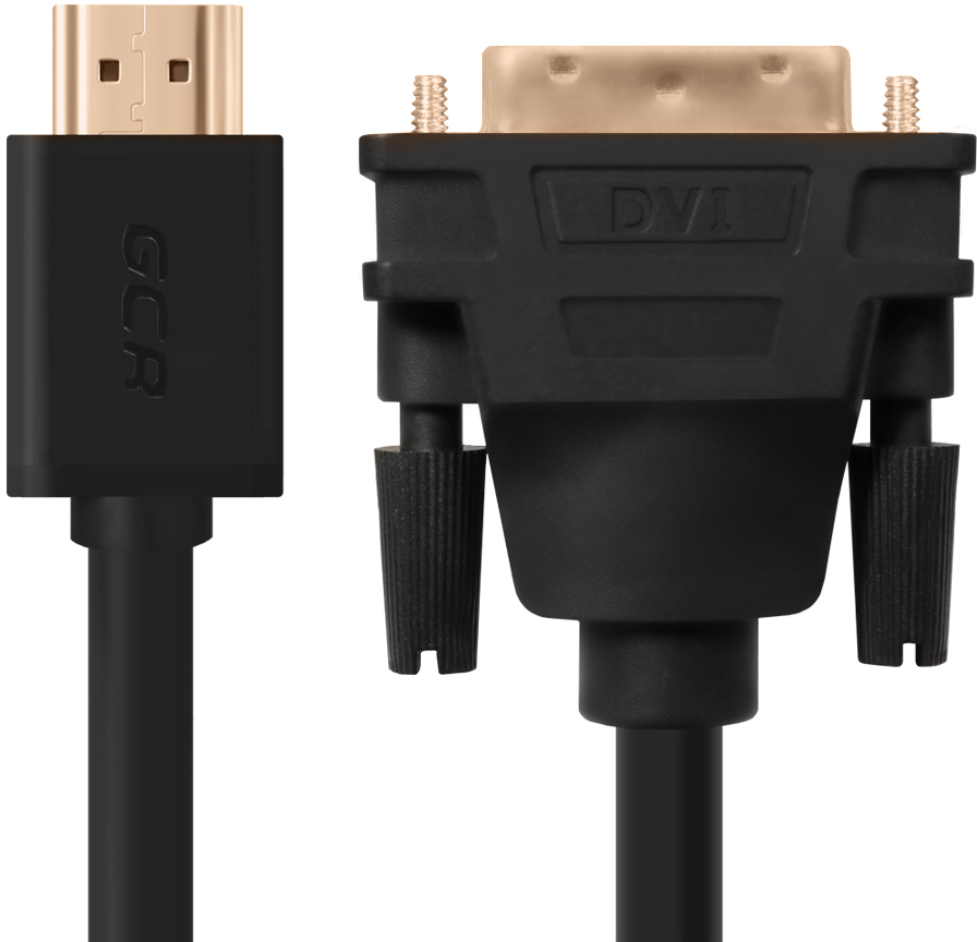 GCR-HD2DVI1-0.5m кабель hdmi-dvi 0.5m черный, od7.3mm, 28/28 awg, позолоченные контакты, 19pin am / 24+1m am double link, , тройной экран Greenconnect Santreyd  - Вид №1