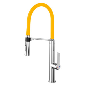 00695778 Однорычажный Нержавеющая сталь, матовая, со шлангом песочного цвета. Docol DOC