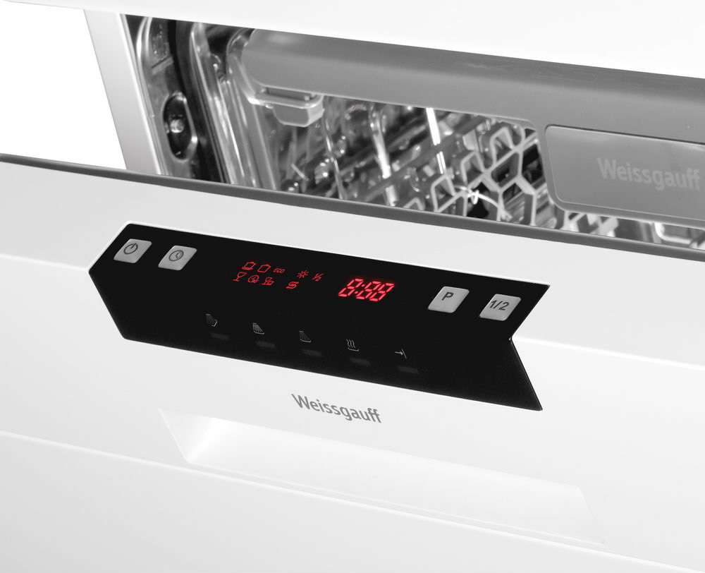 DW 6035 Полноразмерная отдельностоящая посудомоечная машина, 60см, 14 комплектов, 6 программ, 1/2 загрузка, дисплей, защита от протечек, расход 11л, белая Weissgauff Santreyd  - Вид №6
