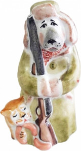 10627410 Дулевский фарфор Скульптура "Сторож ( в зеленом тулупе) " Фарфор