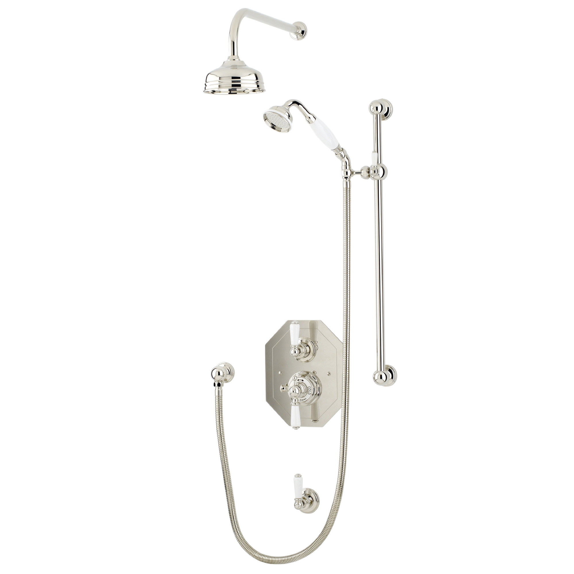 Traditional bathrooms Смеситель для душа с термостатом, фарфоровый рычаг РЫЧАГ Pr5555/ag  - Вид №4