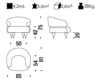 Тканевое кресло с подлокотниками MOROSO Chubby Chic ARCH-00038387 - Вид №2