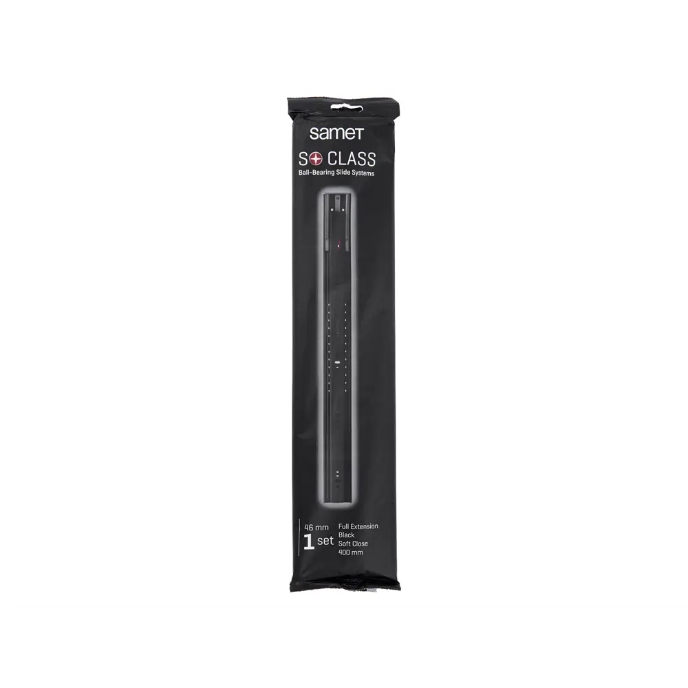Комплект шариковых направляющих Samet 400 мм с доводчиком сталь цвет черный STLM-2038503 - Вид №2