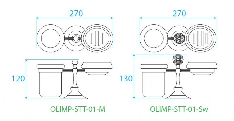 Стакан и мыльница настольные CEZARES OLIMP-STT-01-Sw - Вид №1