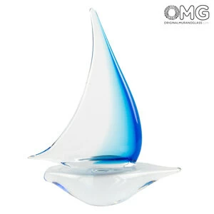 2870 ORIGINALMURANOGLASS Скульптура Голубой Парусник - Original Murano Glass OMG 24 см