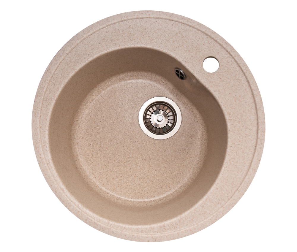 RD10 Круглая, глянцевая мойка для кухни , цвет бежевый Raiber  - Вид №3
