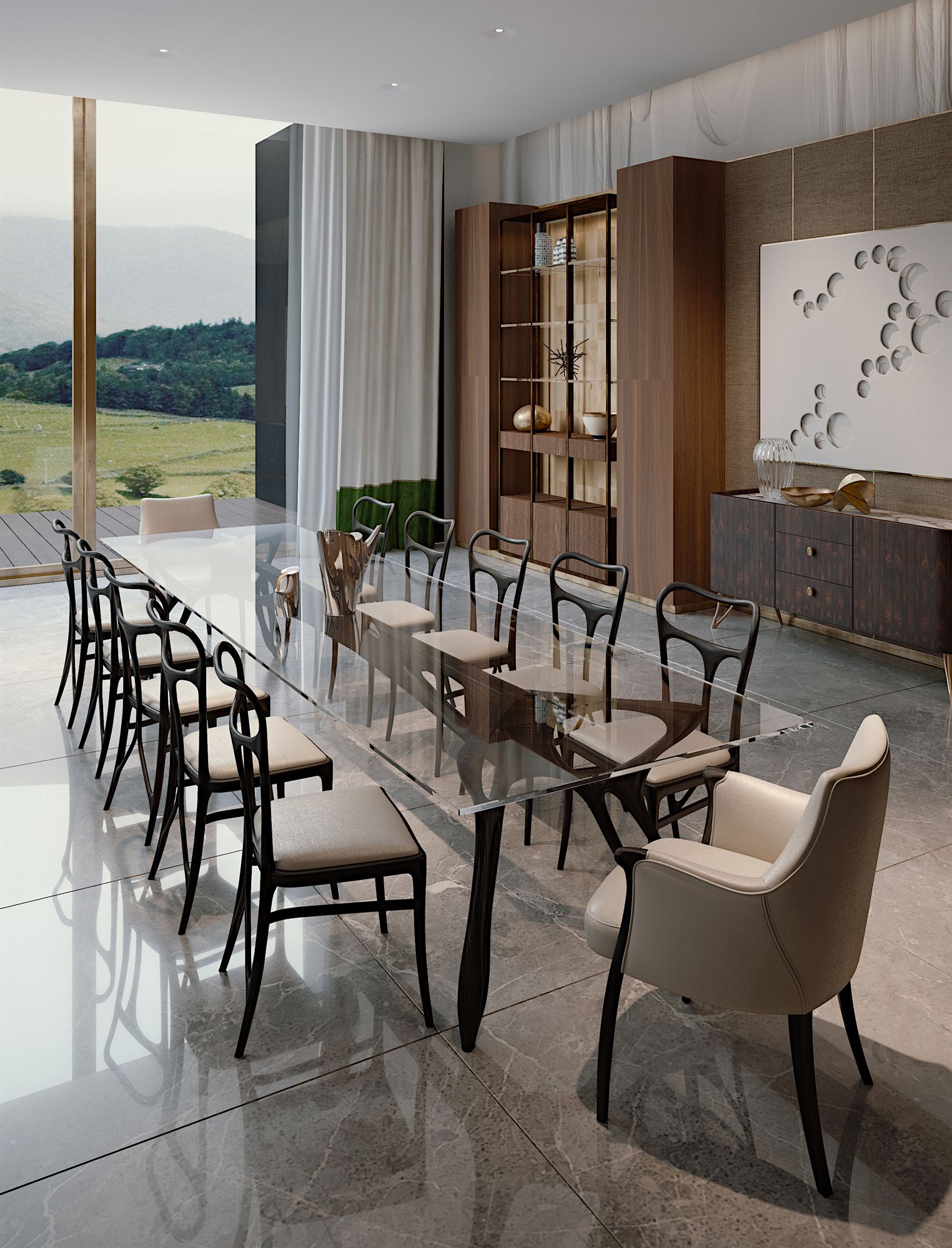 Мягкий стул из ткани и кожи с подлокотниками Bellotti Ezio ARCH-00023516 - Вид №1